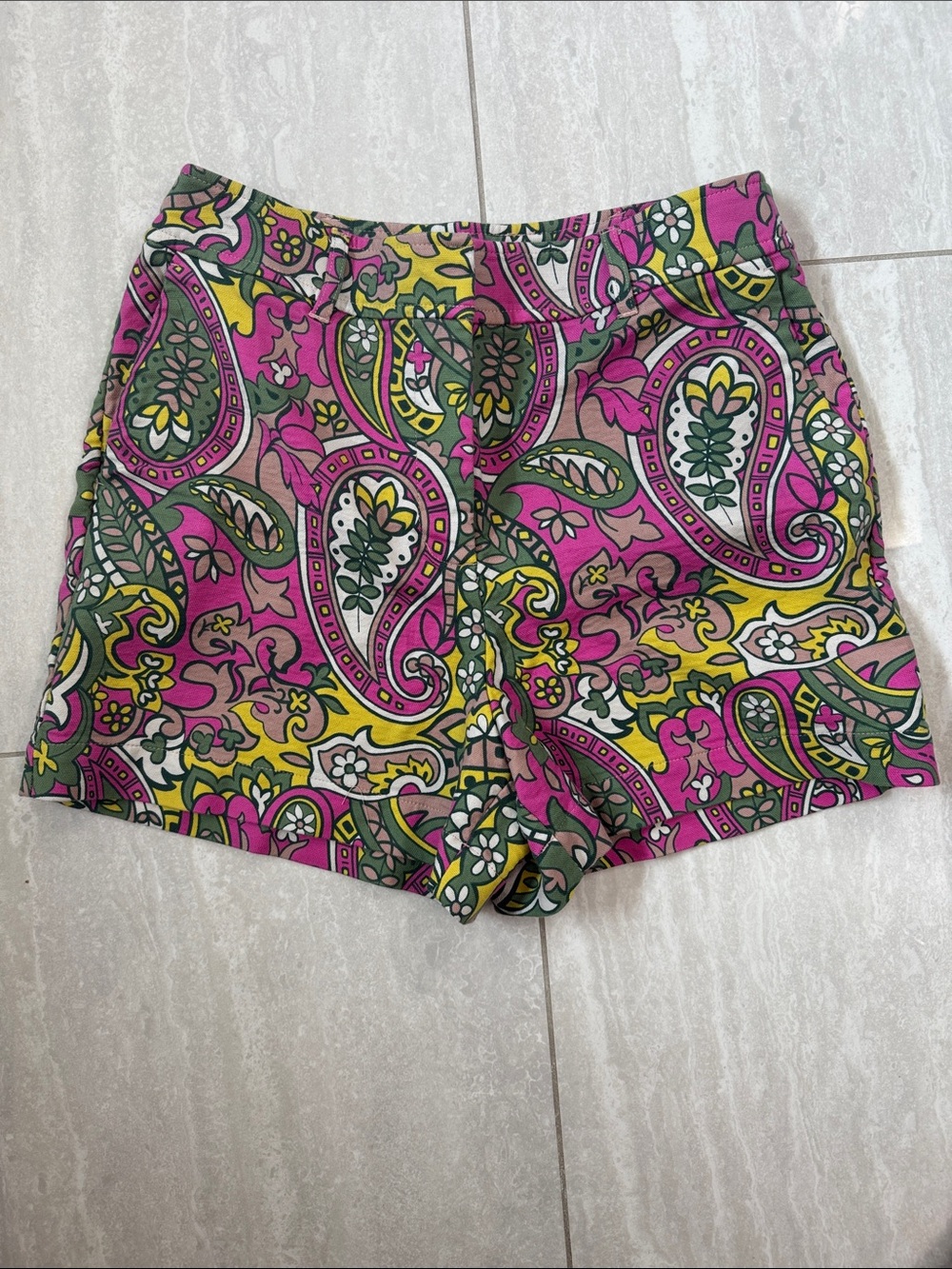 Boden Carrie High Waisted Shorts Multicolor Paisley Print